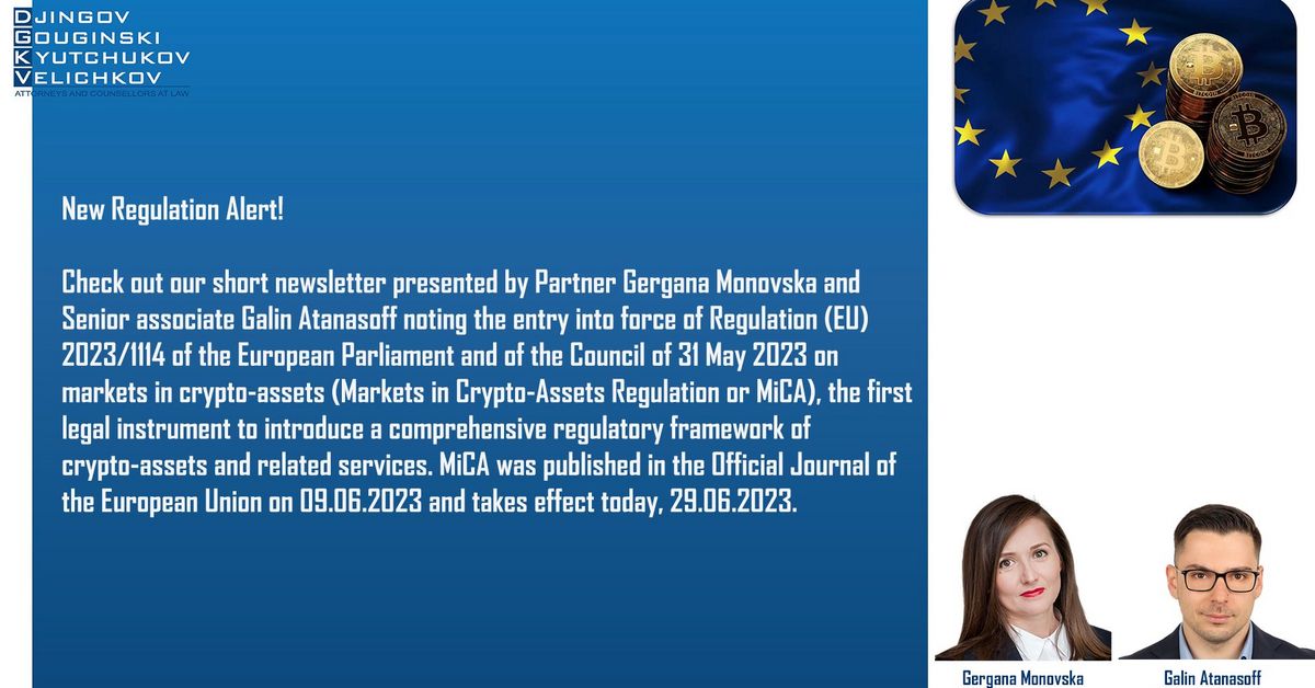 DGKV Newsletter Newsletter Crypto Assets Regulation CCI France Bulgarie